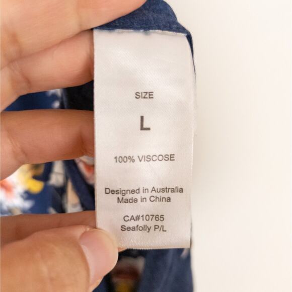 SEAFOLLY Mid Summer Maxi Beach Dress Swim Cover Up Navy Floral Women's Large - Picture 5 of 6